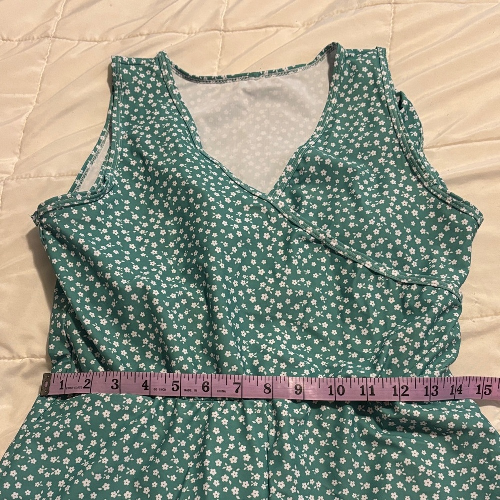 Green Floral Sleeveless Swim dress